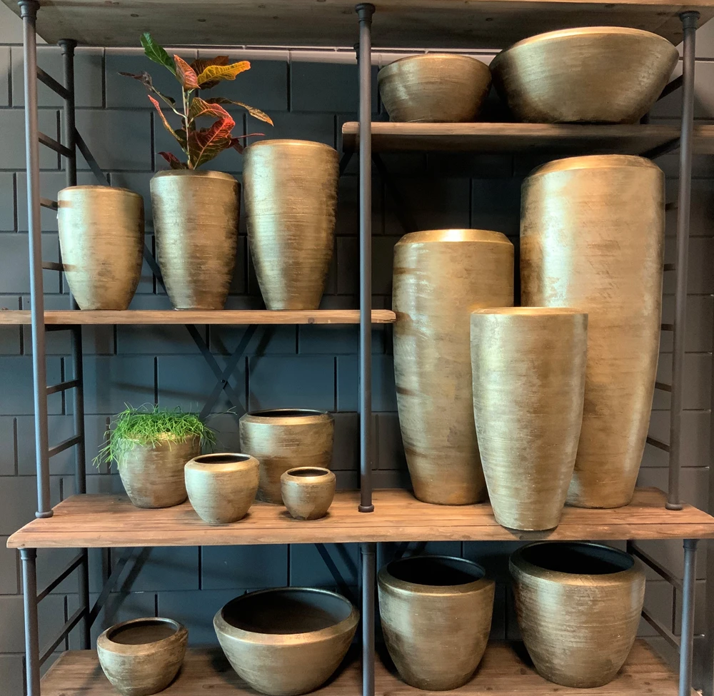 Bloempot Kos - D20 X H18cm - Goud 3 Bloempot Kos - D20 X H18cm - Goud - Afbeelding 3