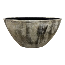 Bloempot Miami Ovaal - L35 X D16 X H19cm - Zwart Cement