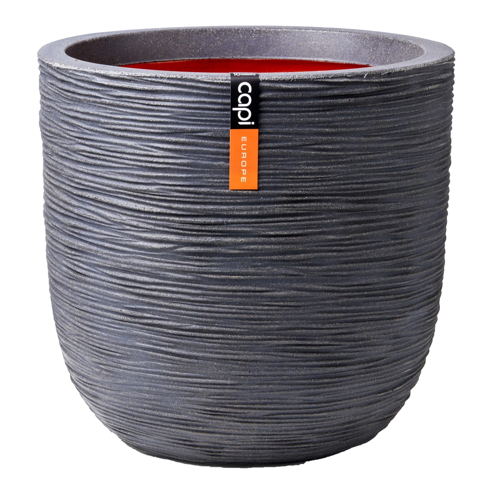 Capi Bloempot Bol Nature Rib NL - D43 X H41cm - Donkergrijs