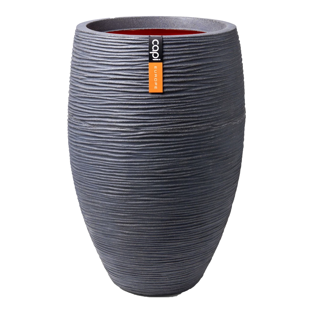Capi Bloempot Hoog Nature Elegant Deluxe Rib NL - D45 X H72cm - Donkergrijs
