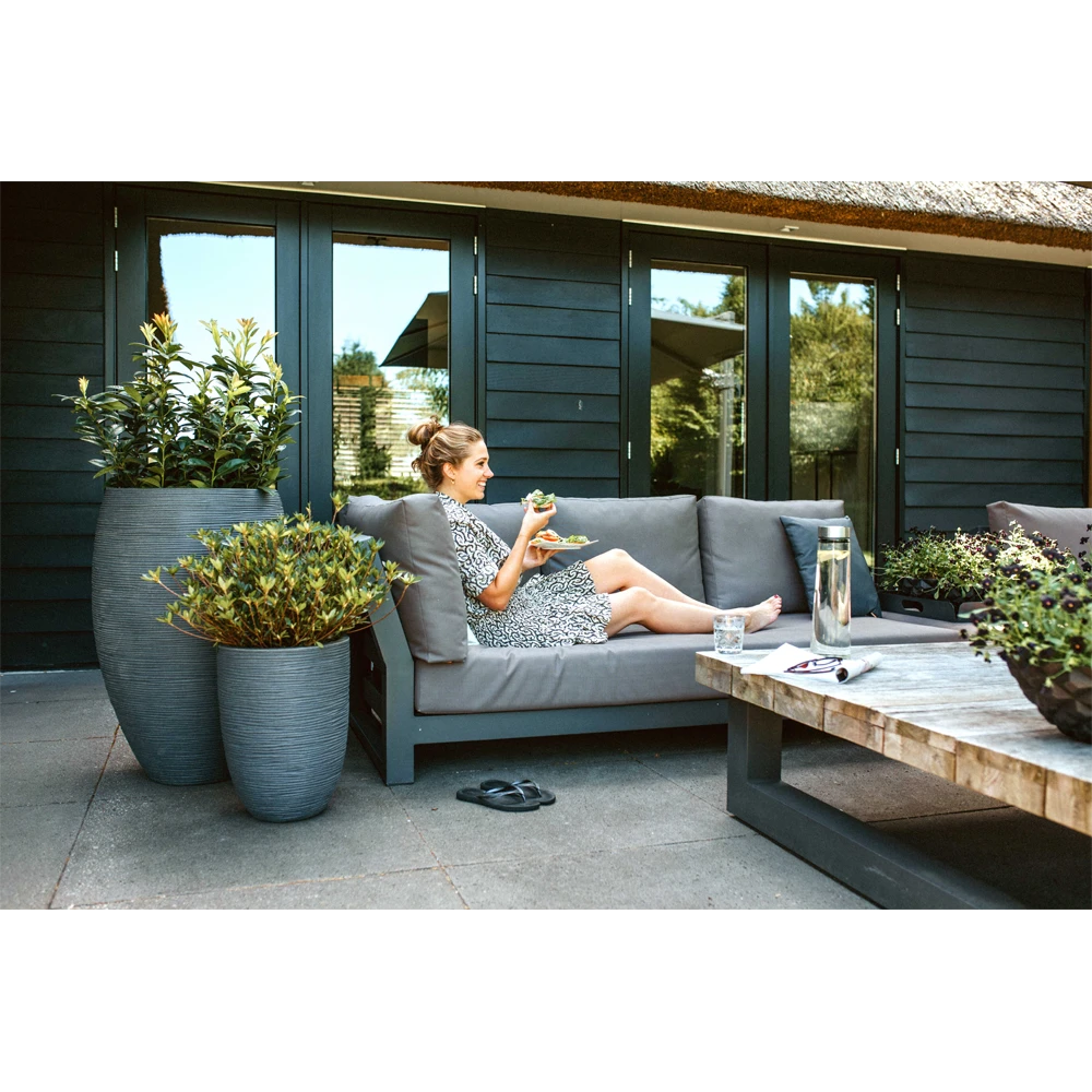 Capi Bloempot Hoog Nature Elegant Deluxe Rib NL - D45 X H72cm - Donkergrijs - Afbeelding 2