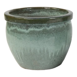 Bloempot Glazed Delta Rim - D28 X H24cm - Groen