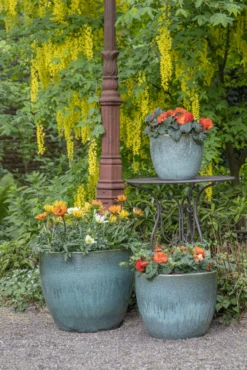 Bloempot Glazed Egg - D38 X H32cm - Groen -Groene Tuin Verkoop glazed egg pot moss green d38h32 bloempot groen 7 6