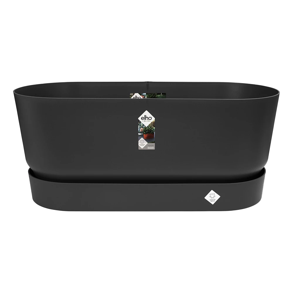 Bloembak Elho Greenville Terrace 80cm - Met Wielen - Living Black 1 Bloembak Elho Greenville Terrace 80cm - Met Wielen - Living Black