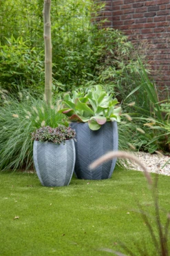 Bloempot Iowa BulletHigh - D34 X H38cm - Donkergrijs -Groene Tuin Verkoop iowa bullethigh graphite d34h38 bloempot 7 4