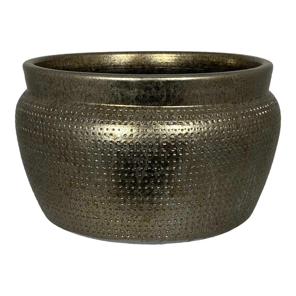 Plantenschaal Marrakesh - D24 X H14cm - Zilver Goud 1 Plantenschaal Marrakesh - D24 X H14cm - Zilver Goud