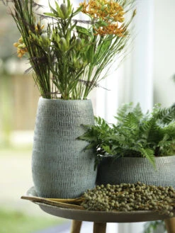 Bloempot Ryan Hoog - D18 X H30cm - Shiny Blue -Groene Tuin Verkoop pot hoog ryan shiny blue keramiek d18 h30 bloempot 7 11