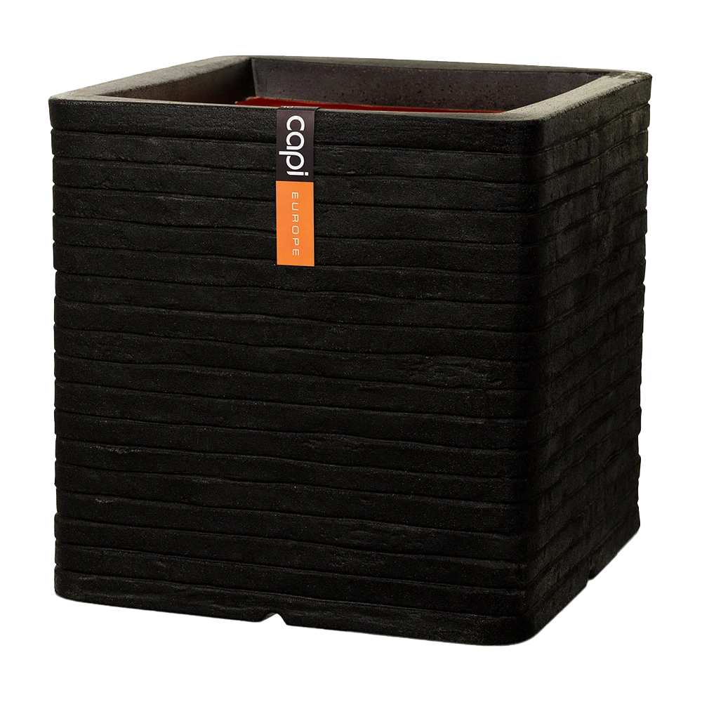 Capi Plantenbak Vierkant Nature Row NL - L30 X B30 X H30cm - Zwart 1 Capi Plantenbak Vierkant Nature Row NL - L30 X B30 X H30cm - Zwart
