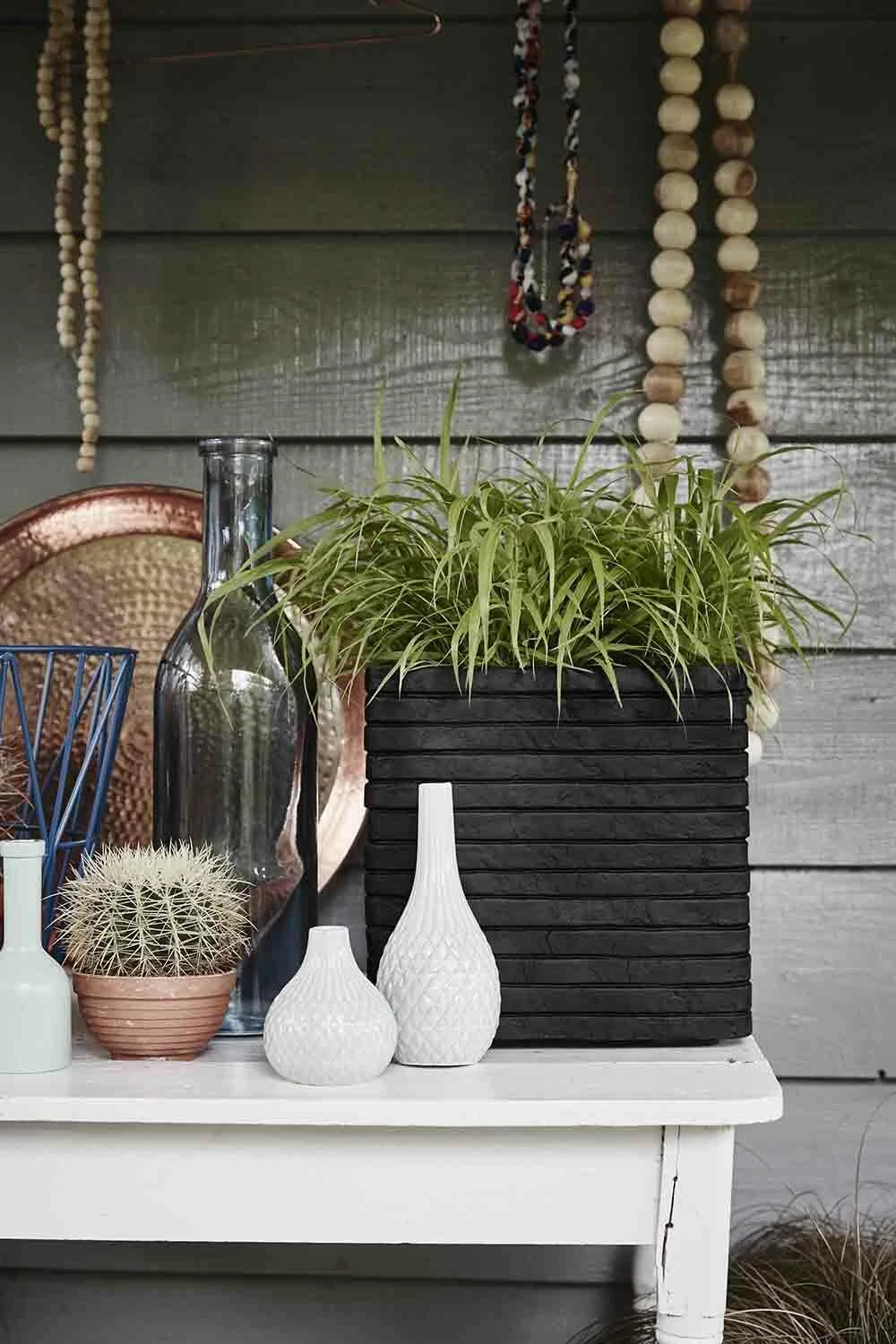 Capi Plantenbak Vierkant Nature Row NL - L30 X B30 X H30cm - Zwart 2 Capi Plantenbak Vierkant Nature Row NL - L30 X B30 X H30cm - Zwart - Afbeelding 2