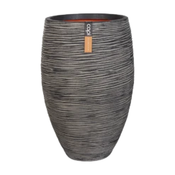 Capi Bloempot Hoog Nature Elegant Deluxe Rib NL - D38 X H58cm - Antraciet