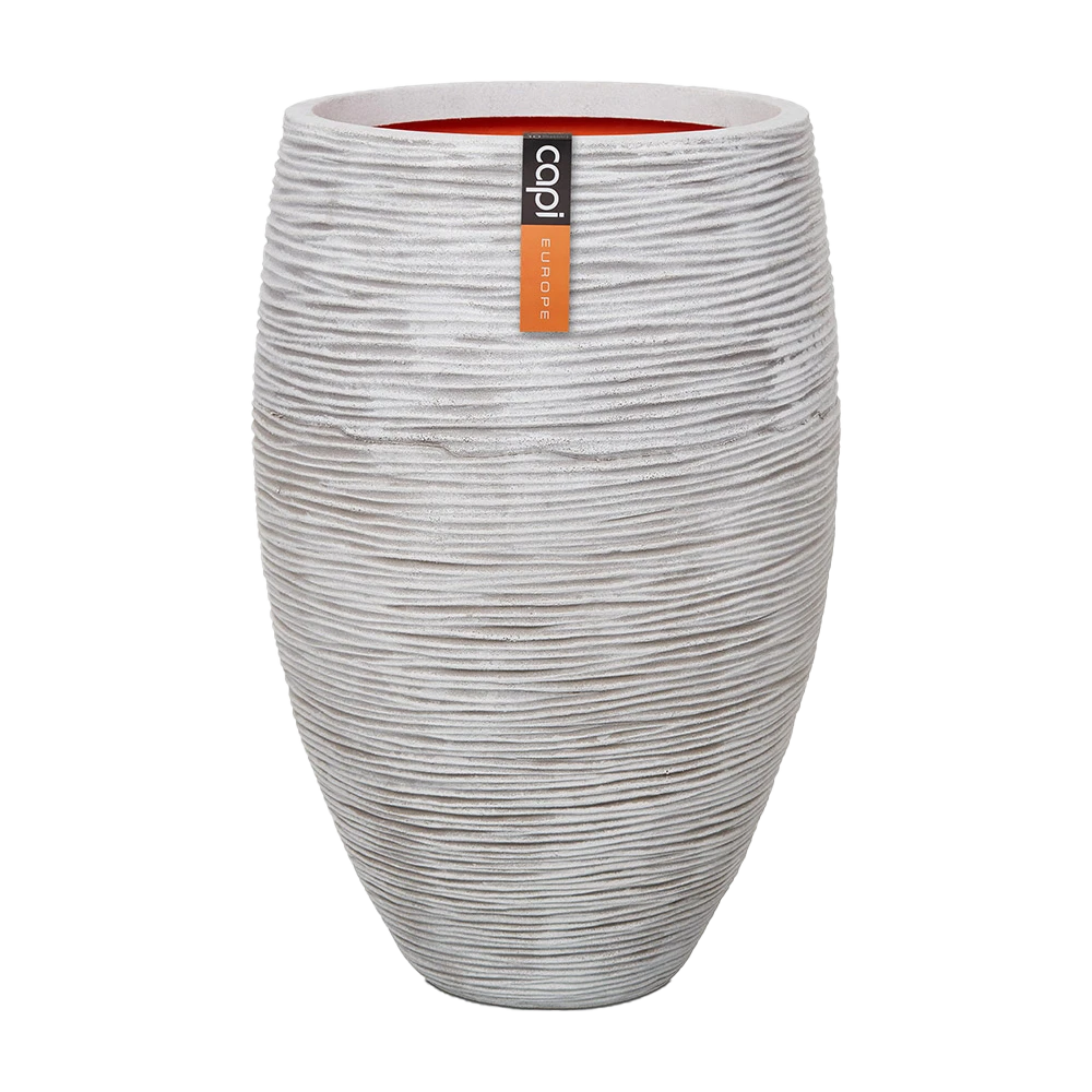 Capi Bloempot Hoog Nature Elegant Deluxe Rib NL - D38 X H58cm - Ivoor